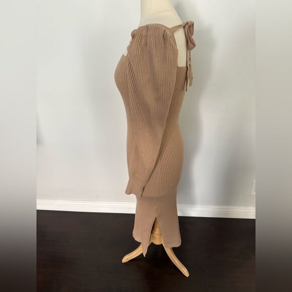 Charles Henry tan knit long sleeve sweater dress size small - Picture 6 of 8